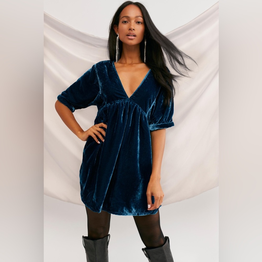 Free People Ivy velvet babydoll mini dress